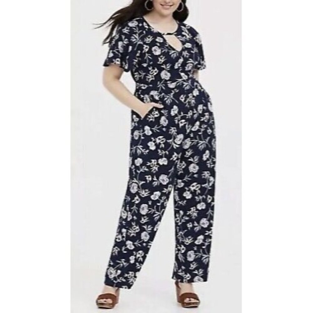 Torrid Women's Short Sleeve Floral Challis Jumpsuit - 2XL